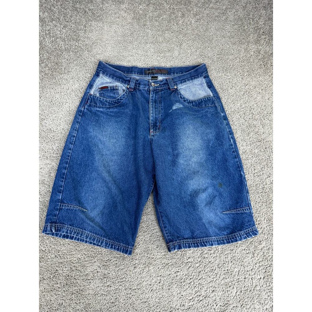 Vintage FUBU Denim Shorts Mens 36 Jorts Blue 14 In Inseam Relaxed Fit Hip Hop